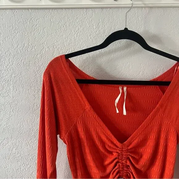 Anthropologie Sabrina Orange Cinched Top - Picture 6 of 10